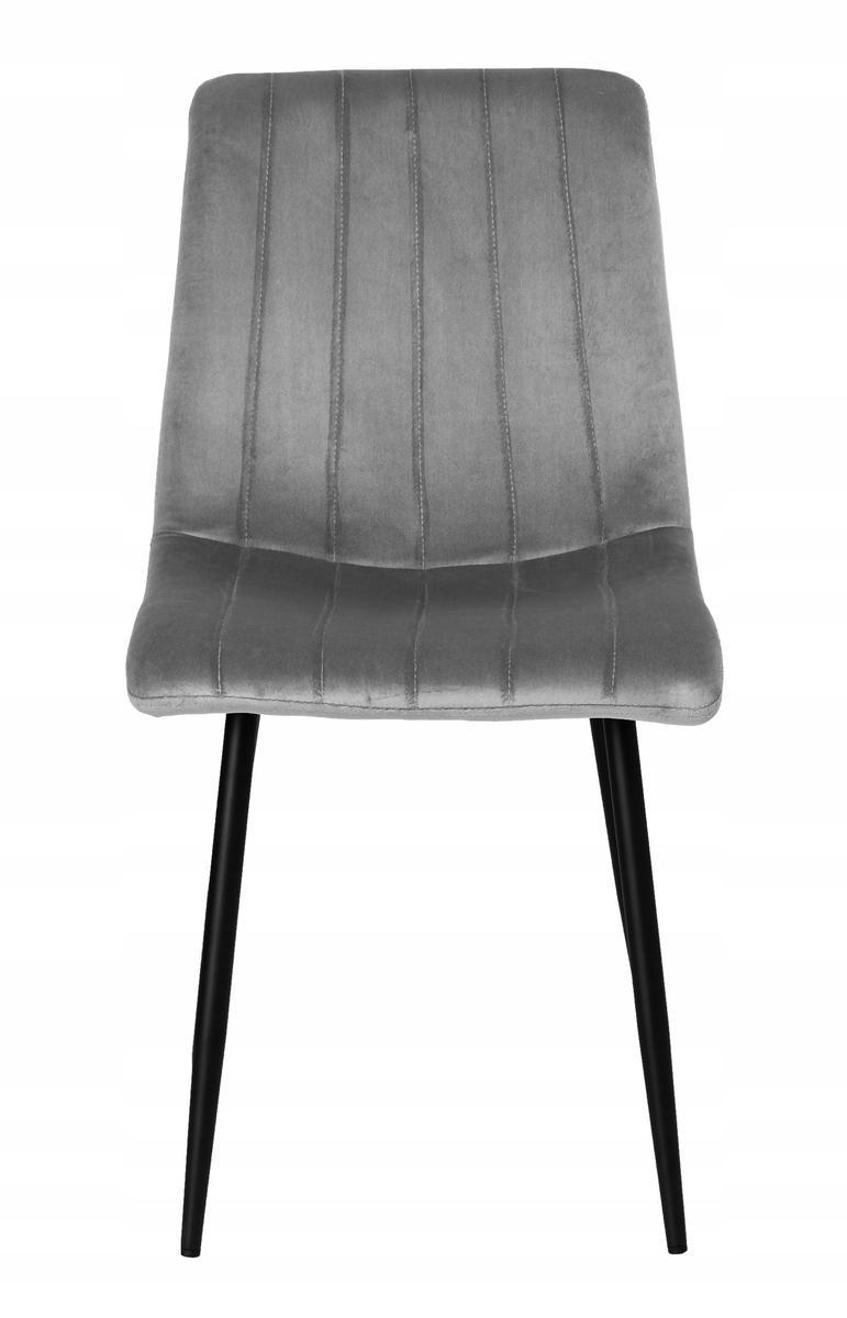 Krzesło FRESNO VELVET 45x89x40 cm tapicerowane szary aksamit czarne nóżki do jadalni lub salonu  4 Full Screen