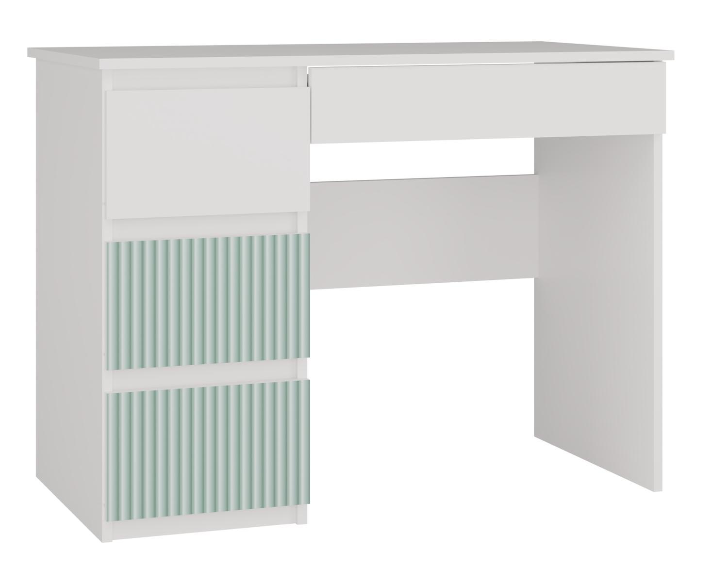 Biurko MIJAS Arteso 98x51x76 cm funkcjonalne z szufladami do biura pokoju dziecka lewe biały miętowy nr. 1