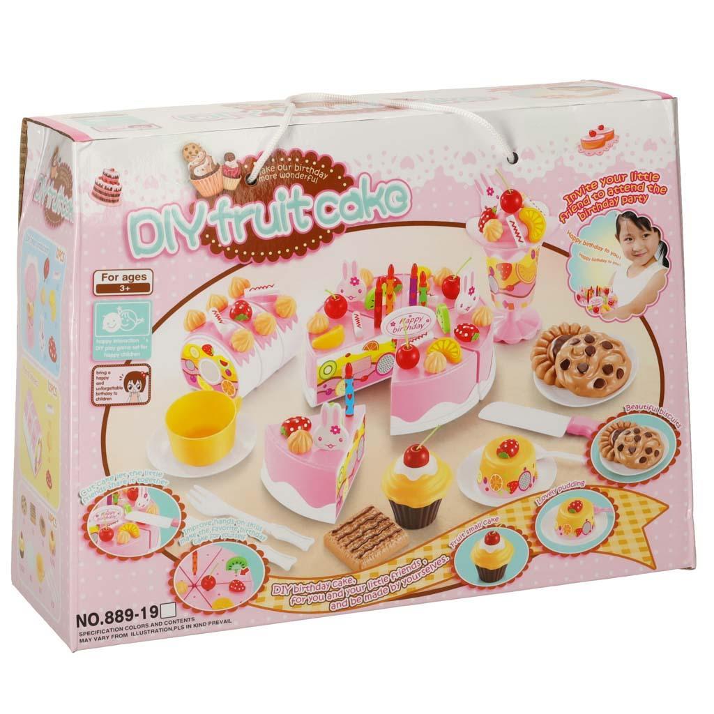 Tort urodzinowy do krojenia kuchnia zabawka dla dzieci 75 elementów różowy 21x10x28cm 12 Full Screen