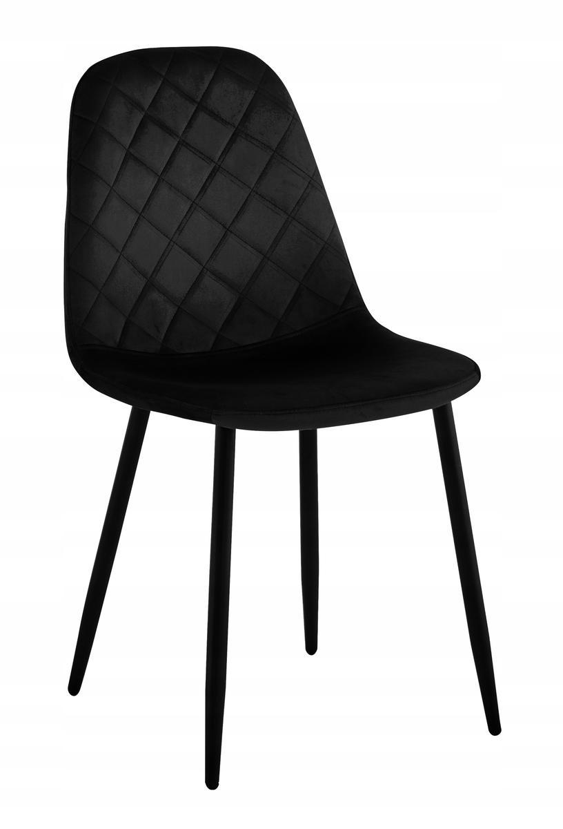 Krzesło welurowe 43x83x52 cm profilowane pikowane Orlando Velvet czarne czarne nóżki do jadalni lub salonu  1 Full Screen
