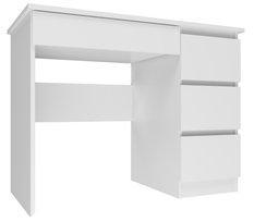 Biurko MIJAS 98x51x76 cm funkcjonalne z szufladami do biura pokoju dziecka prawe biały mat