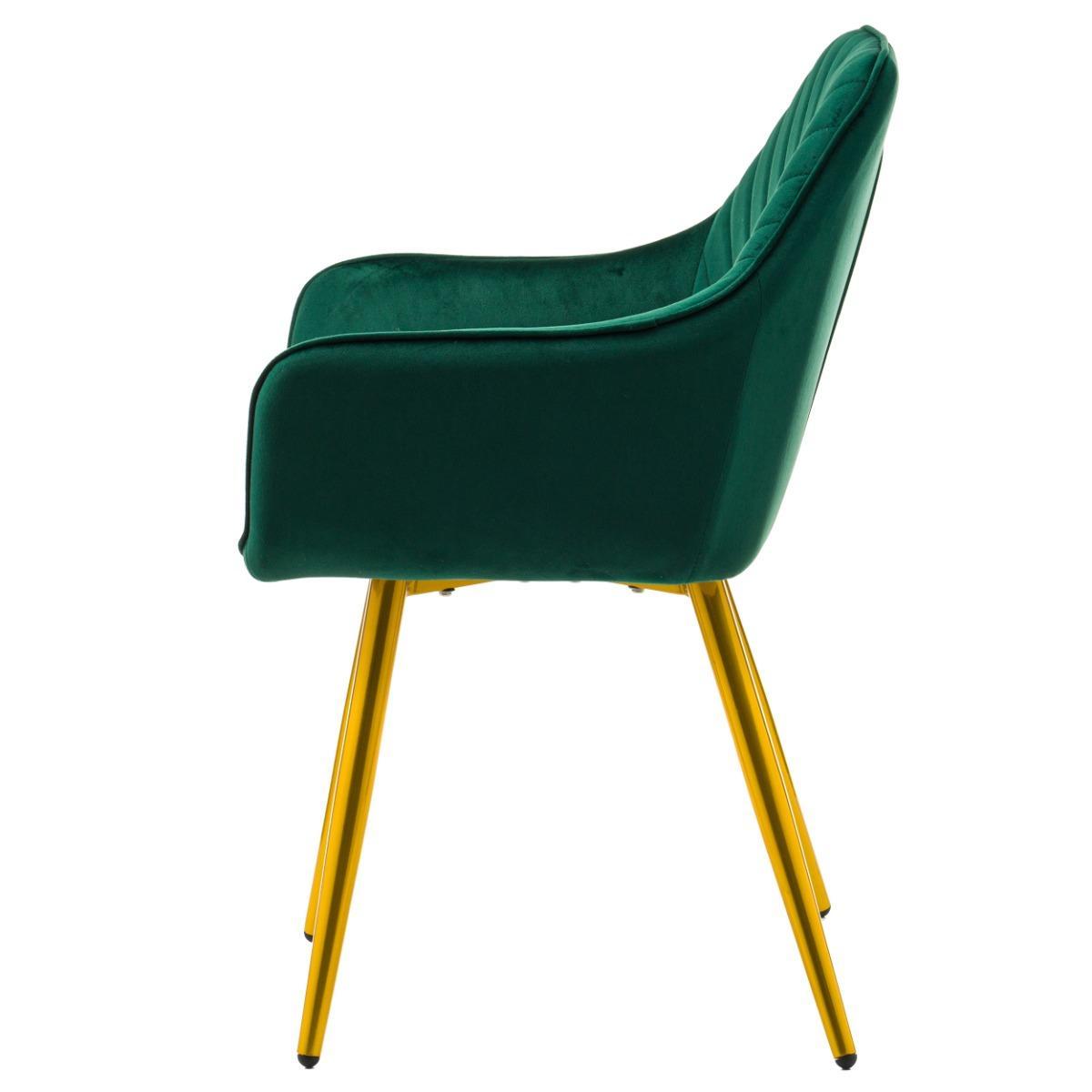 Krzesło VASTO zielone tapicerowane welurem złote nóżki do jadalni lub salonu  5 Full Screen