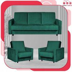 Zestaw wypoczynkowy wersalka fotele zielony - Miniaturka zdjęcia nr 2