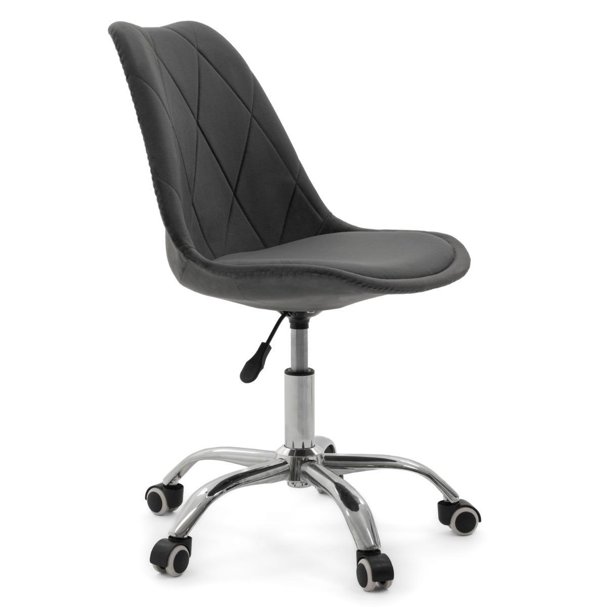 Krzesło do biurka DUBLIN biurowe krzesło obrotowe welurowe z poduszka do pokoju biura szare nr. 5