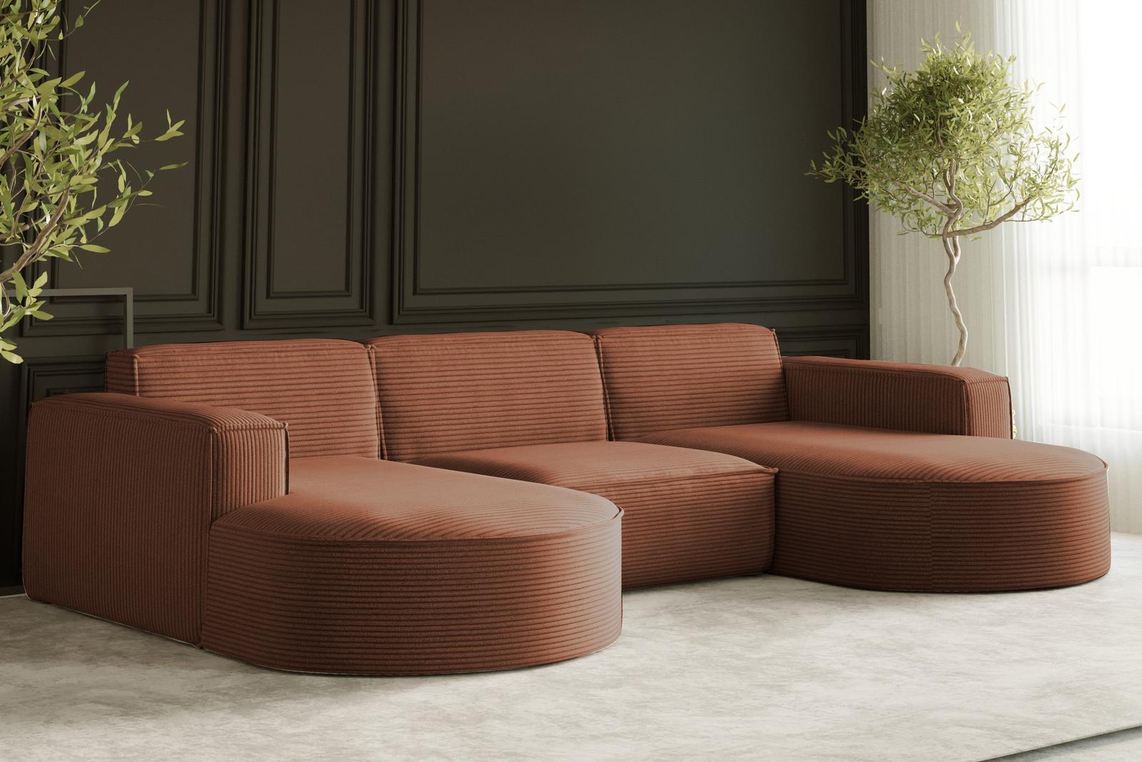 Sofa MODENA STUDIO 299x165x78 cm bez funkcji spania do salonu sztruksowa POSO ceglasty nr. 2