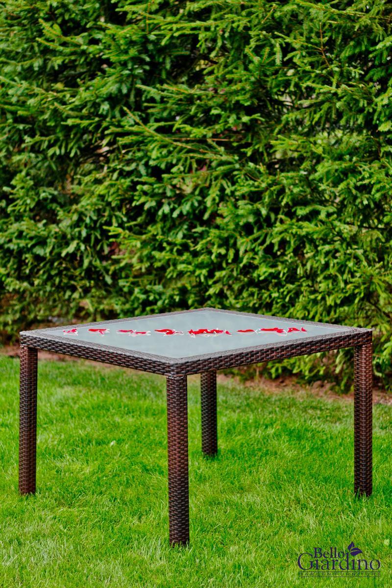 Kwadratowy stół ogrodowy 100x74x100 cm z technorattanu do ogrodu brązowy nr. 4