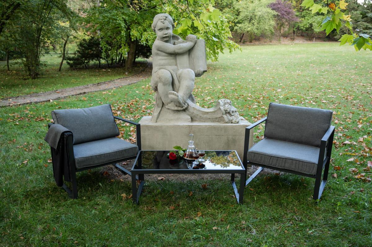Zestaw mebli ogrodowych Mostrare 73x63x63 cm 2 fotele + stolik balkonowy aluminium na taras do ogrodu szary nr. 1
