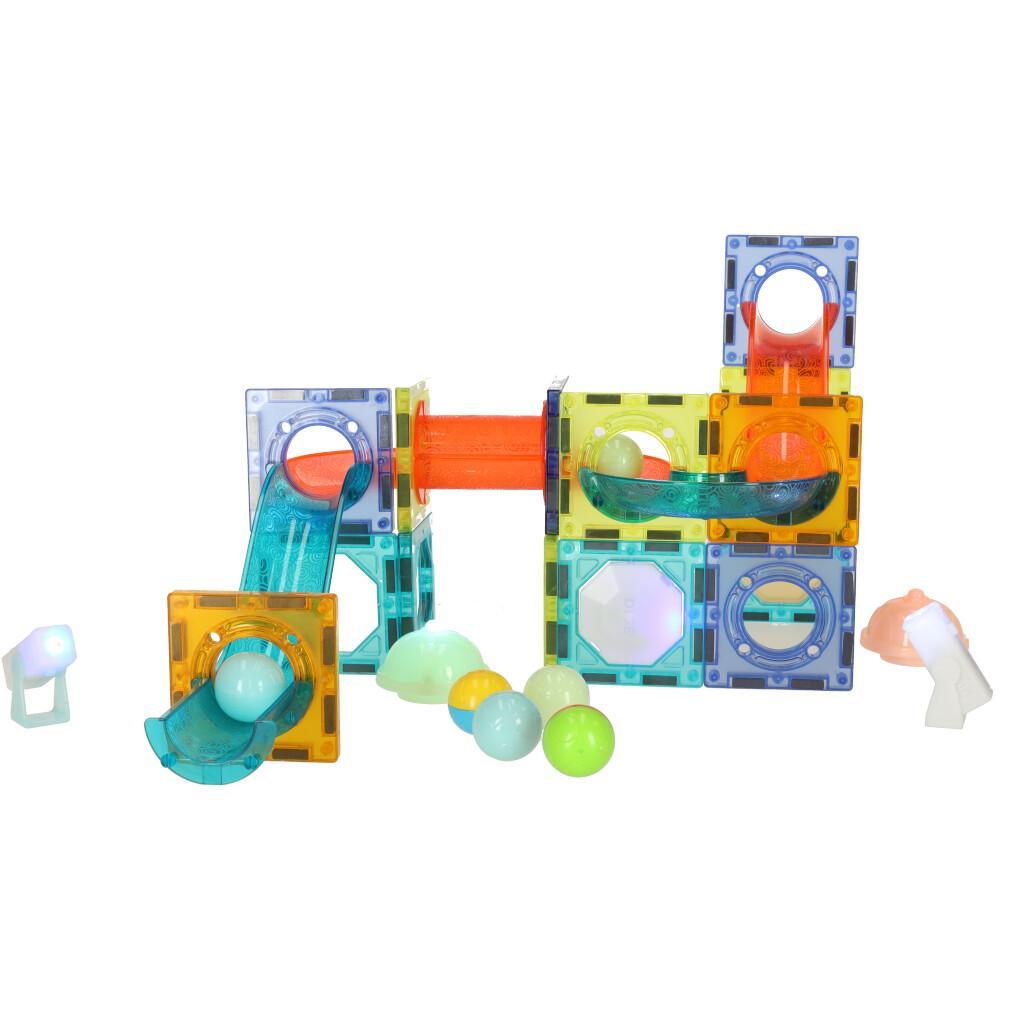 Klocki magnetyczne MARBLE tor kulkowy świecący 49 elementów zabawka dla dzieci 27x13x7,5 cm 8 Full Screen