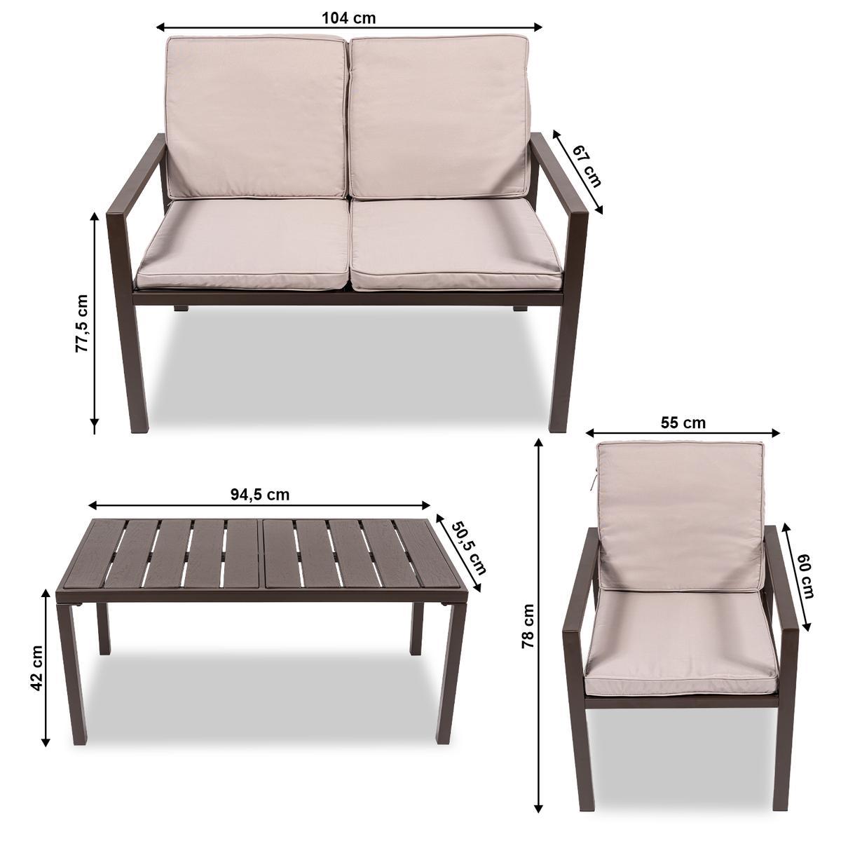 Zestaw mebli ogrodowych kanapa stół krzesła ogrodowe Heckermann® AC-WS008-1 nr. 9