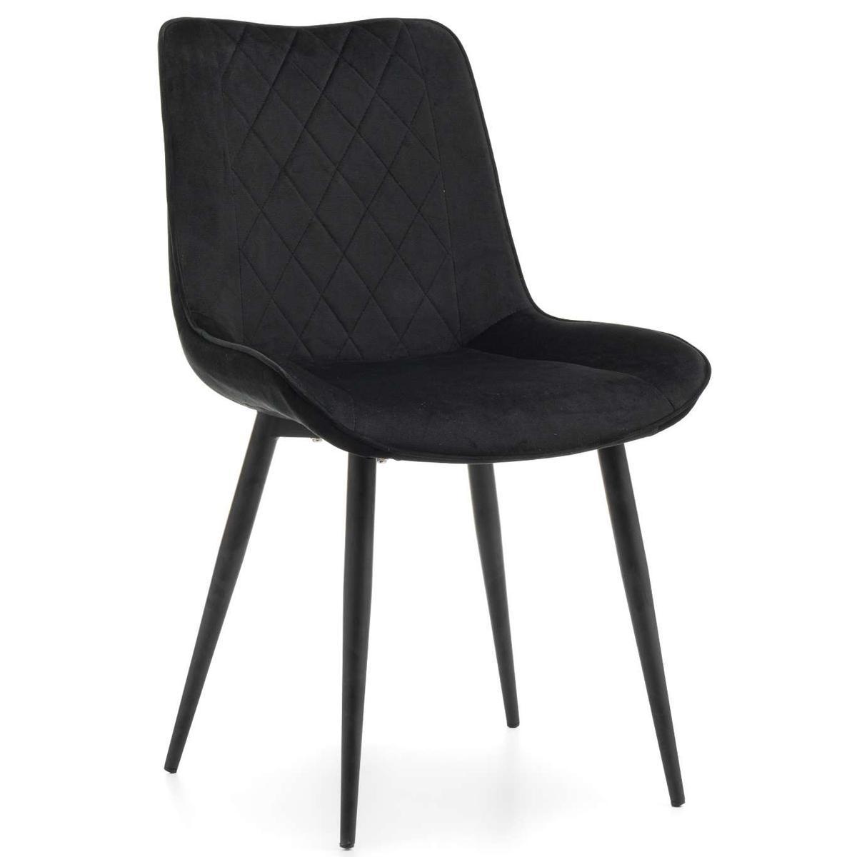Krzesło ALED czarne tapicerowane welurem pikowane do jadalni lub salonu  nr. 1