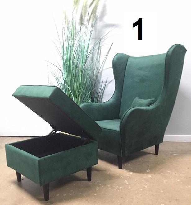 Fotel uszak 105x90x50 cm zielony wyjątkowy i solidny do sypialni, salonu 0 Full Screen