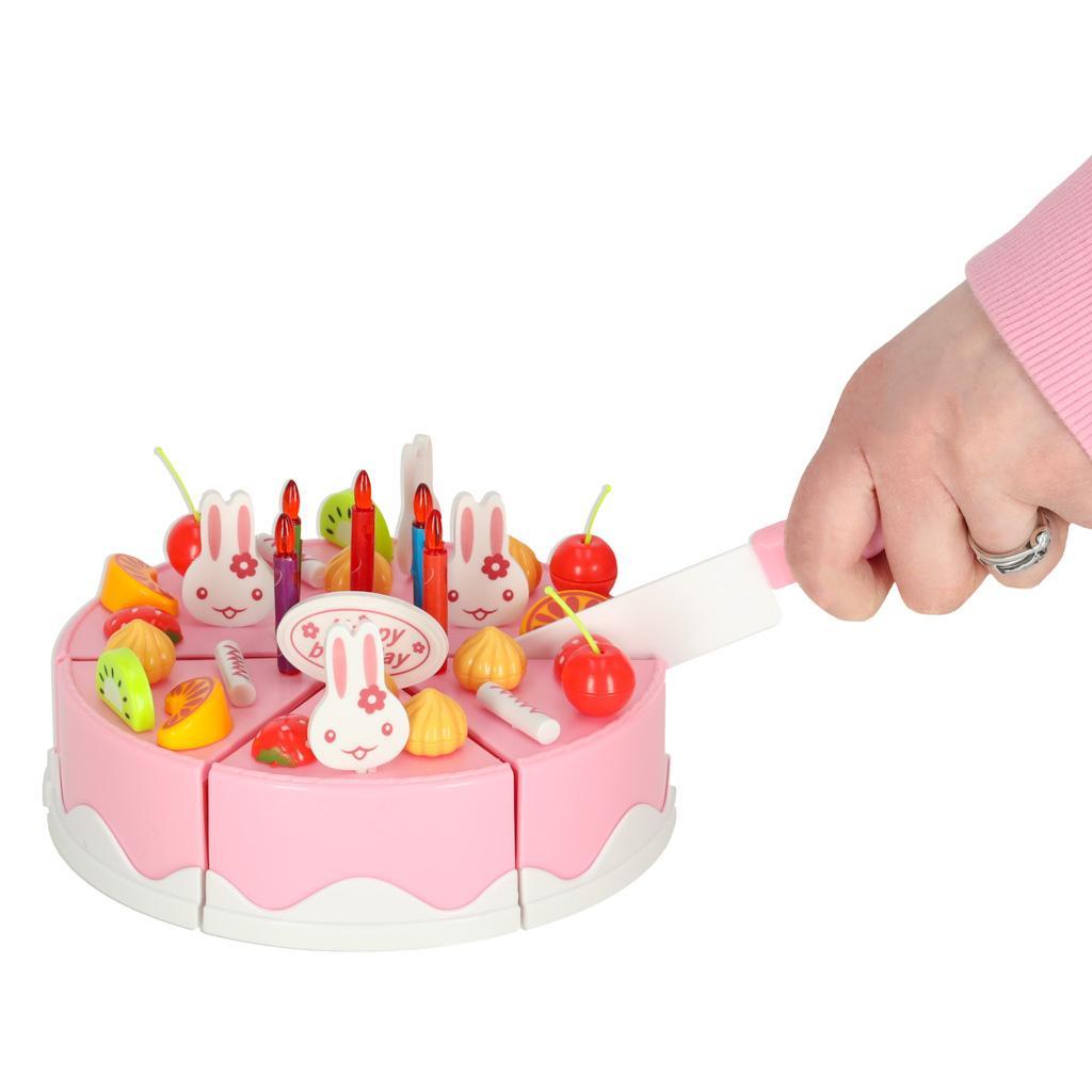 Tort urodzinowy do krojenia kuchnia zabawka dla dzieci 75 elementów różowy 21x10x28cm 9 Full Screen