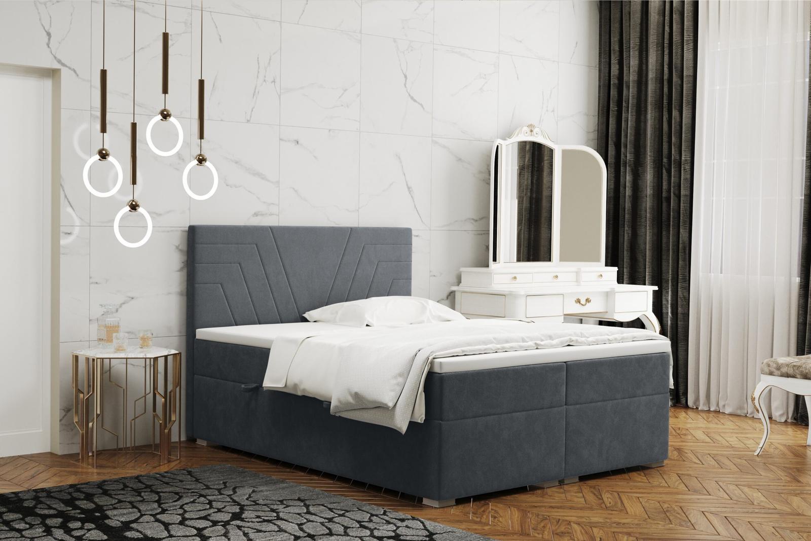 Łóżko CASTEL 200x200 cm z funkcją przechowywania i materacem do sypialni różowe nr. 11