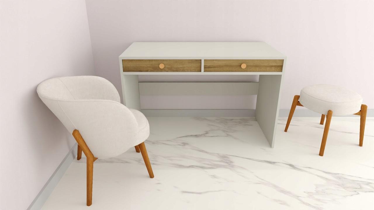 Toaletka biurko MONODIS 120x75x60 cm do sypialni biała front drewno retro  nr. 4