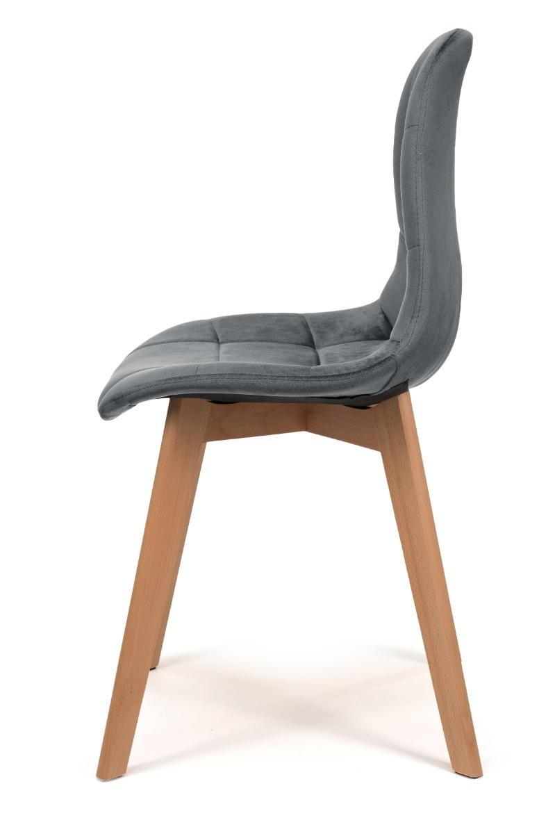 Krzesło tapicerowane skandynawskie welurowe VEGAS szary 3 Full Screen