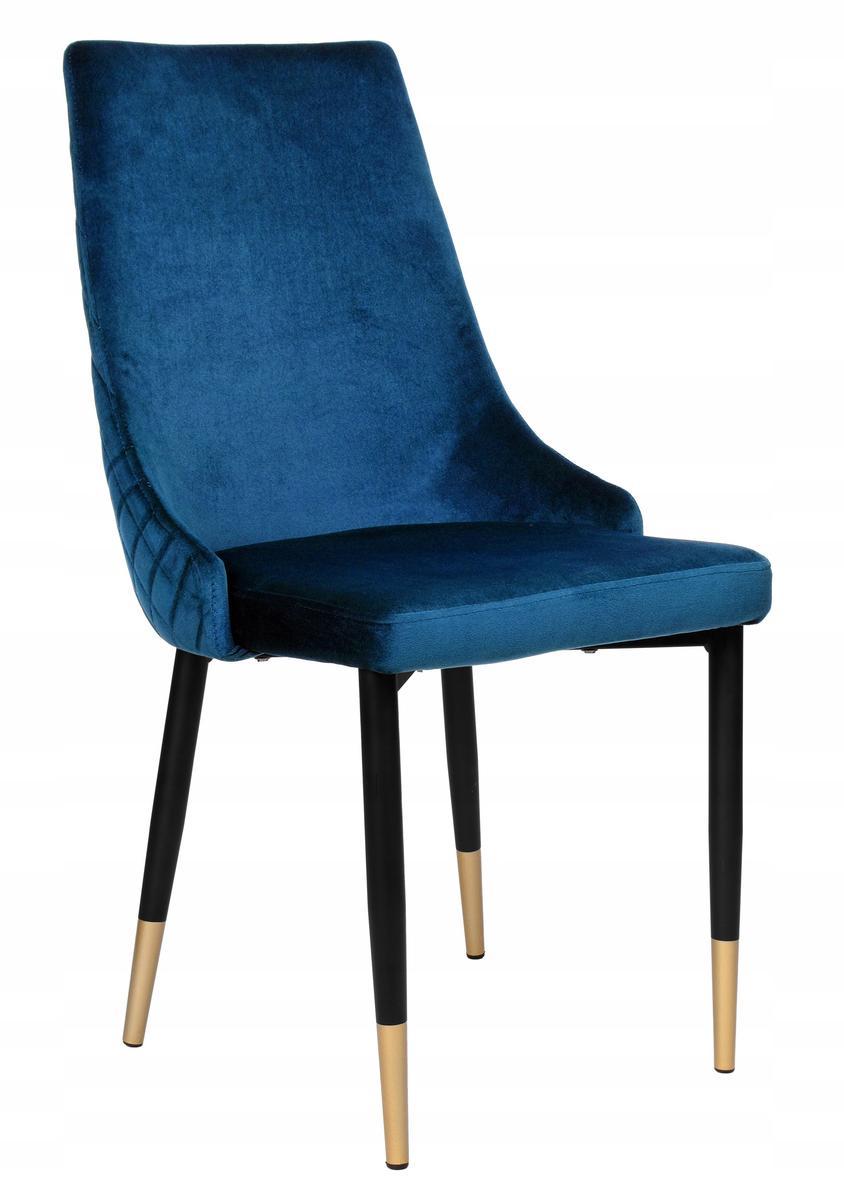 Krzesło tapicerowane Dexter Velvet 48x93x58 cm granatowy na czarnych nóżkach do jadalni lub salonu  1 Full Screen