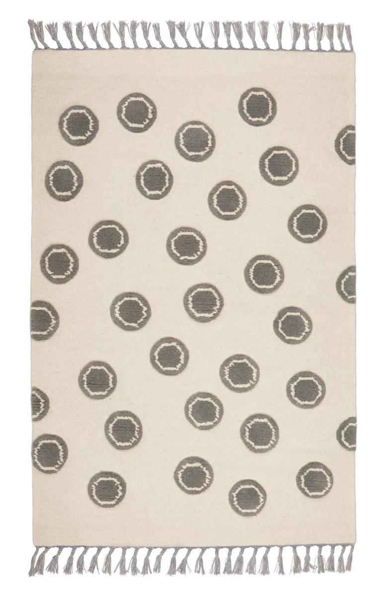 Dywan dziecięcy Wełniany Happy Rings Grey Dots 160x230 cm do pokoju dziecięcego kremowy w kółka nr. 1