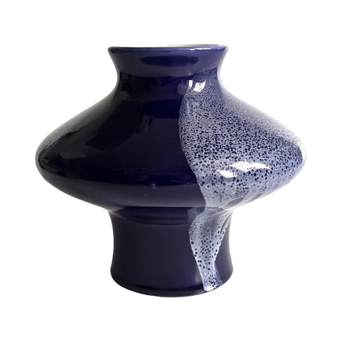 Kobaltowy, ceramiczny wazon, Keramika Kravsko, Czechosłowacja, lata 70. 1 Full Screen