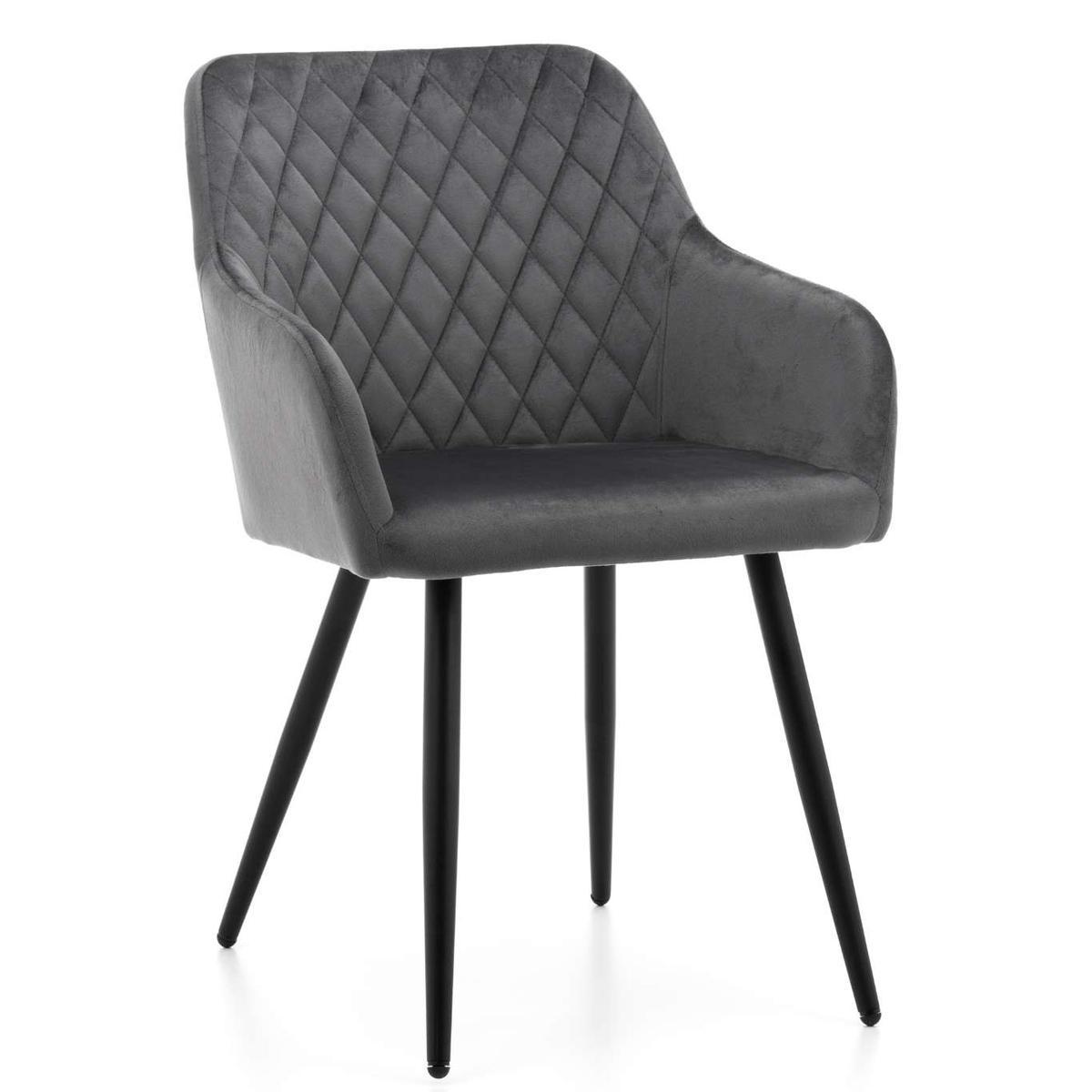 Krzesło TODI szare tapicerowane welurem pikowane do jadalni lub salonu  nr. 1