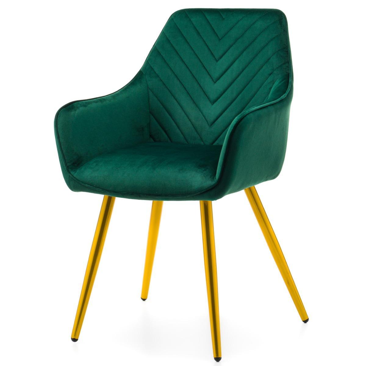 Krzesło VASTO zielone tapicerowane welurem złote nóżki do jadalni lub salonu  3 Full Screen