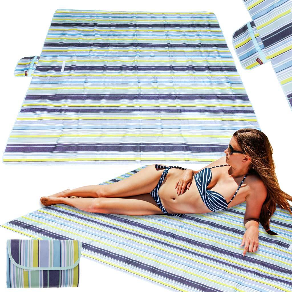 Mata plażowa koc piknikowy plażowy 200x200cm niebieski nr. 8