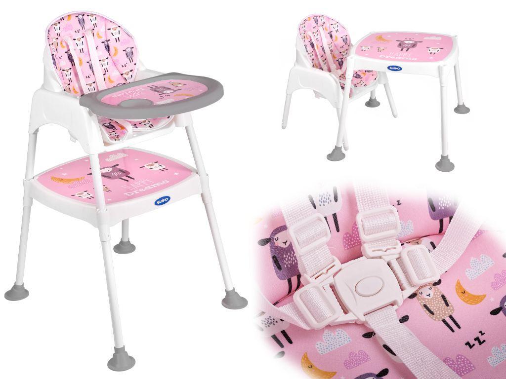 Krzesełko do karmienia stoliczek stolik krzesło 3w1 różowy 0 Full Screen
