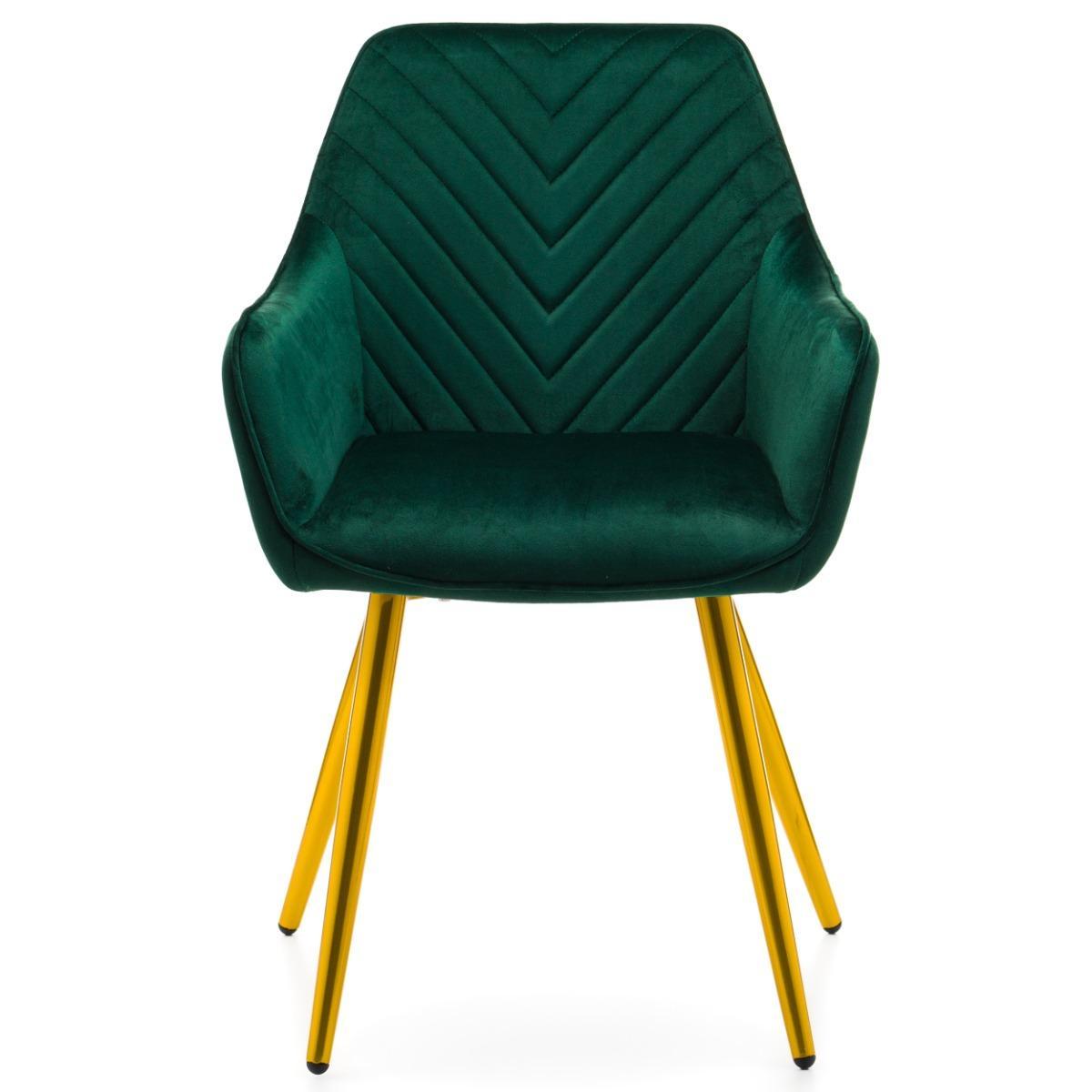 Krzesło VASTO zielone tapicerowane welurem złote nóżki do jadalni lub salonu  1 Full Screen