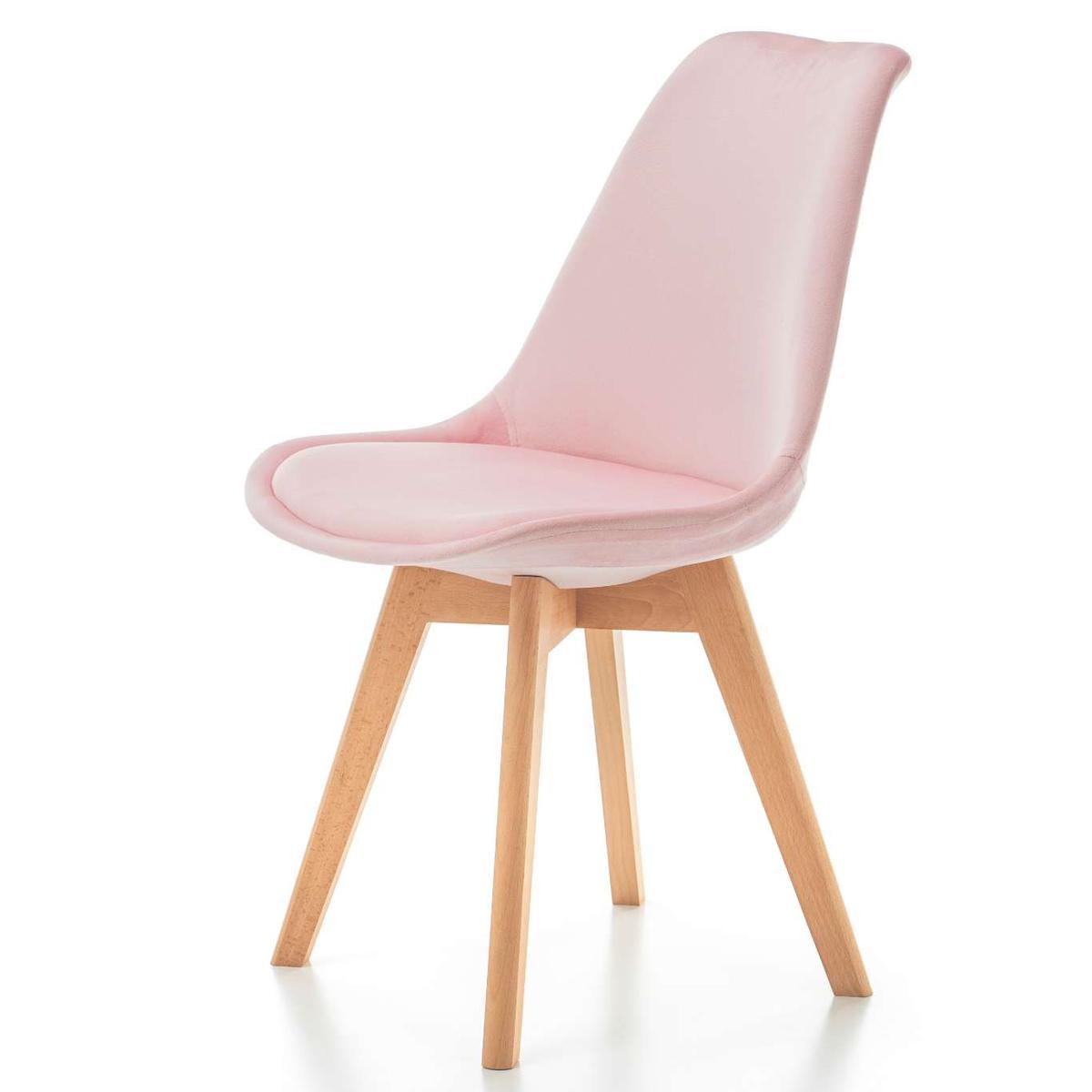 Krzesło DUBLIN różowe tapicerowane welurem z poduszką do jadalni lub salonu nr. 5