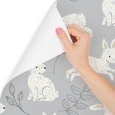 Tapeta dla dzieci króliki rośliny kwiaty liście  - Miniaturka zdjęcia nr 1