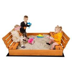 Piaskownica drewniana 150x150 cm z ławkami impregnowana do ogrodu dla dzieci - Miniaturka zdjęcia nr 7