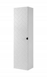 Słupek Łazienkowy MADIS 136 cm wysoki frezowany front szafka z półkami biały uchwyt czarny