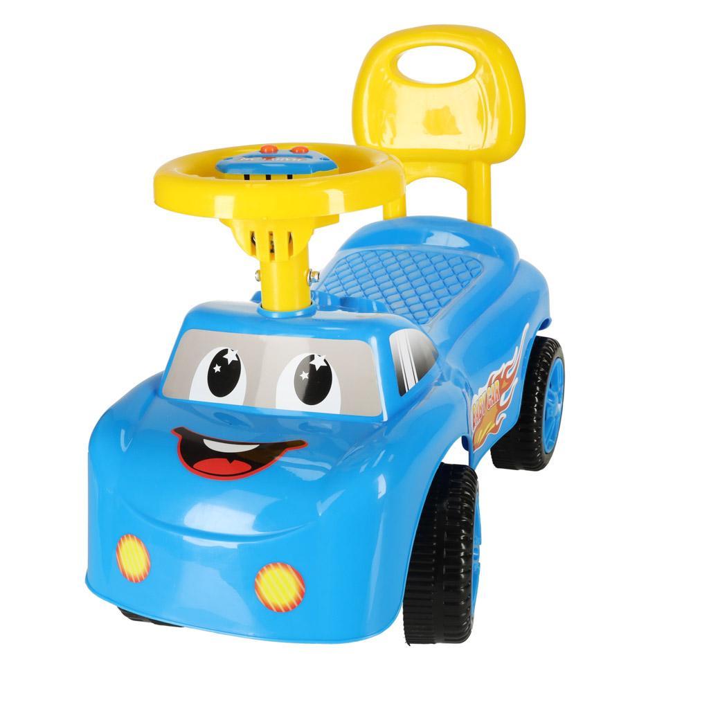Jeździk pchacz samochodzik uśmiechnięty z klaksonem niebieski nr. 3