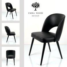 Krzesło tapicerowane KR-5 46x82x45 cm DELUXE eko-skóra do jadalni czarny - Miniaturka zdjęcia nr 1