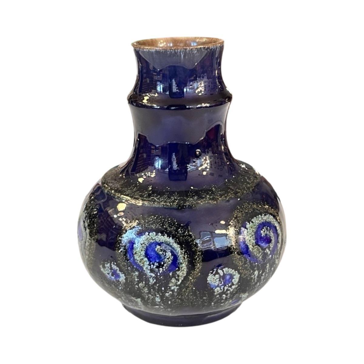 Kobaltowy ceramiczny wazon Strehla Keramik, Niemcy lata 60. 0 Full Screen
