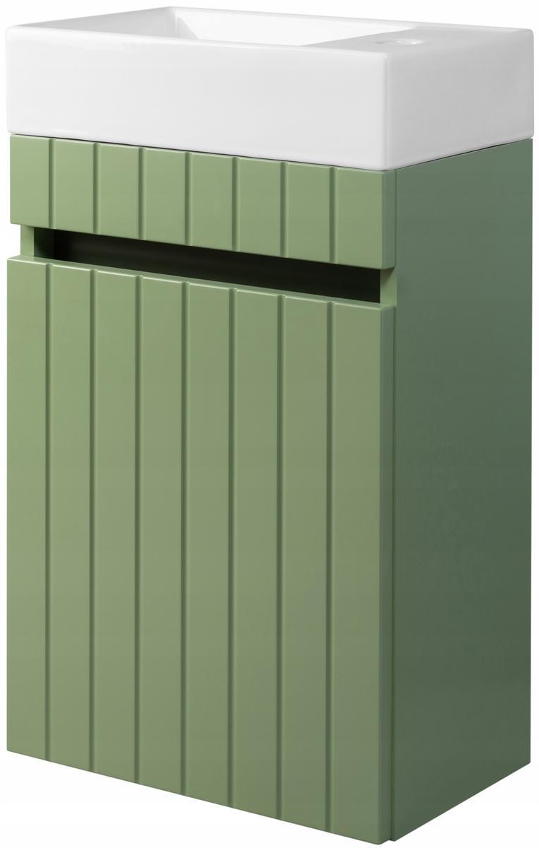 Szafka łazienkowa z Umywalką 40 cm zielona Wisząca frezowany front MDF do łazienki  nr. 1