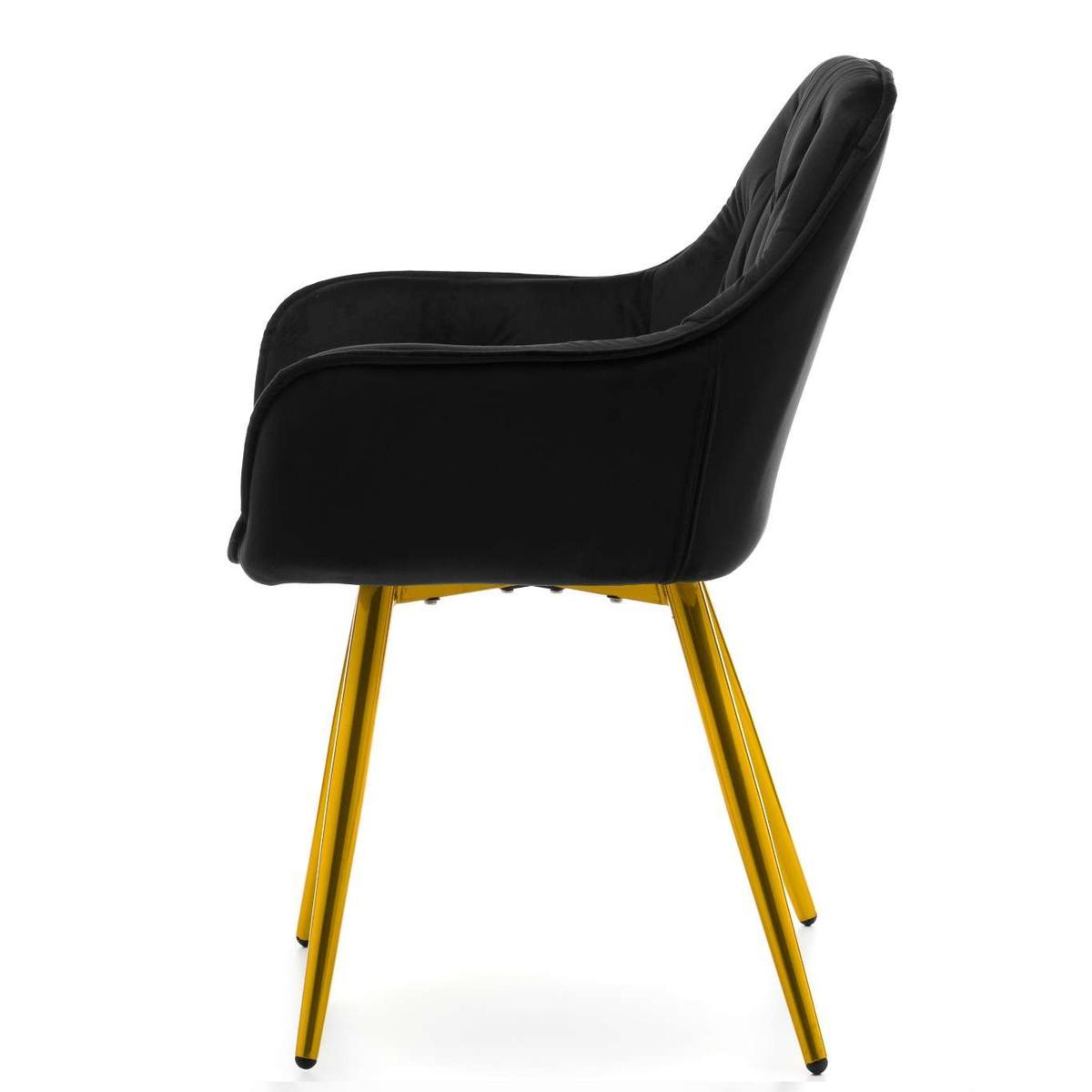 Krzesło SIENA czarne tapicerowane welurem złote nóżki do jadalni lub salonu  nr. 6