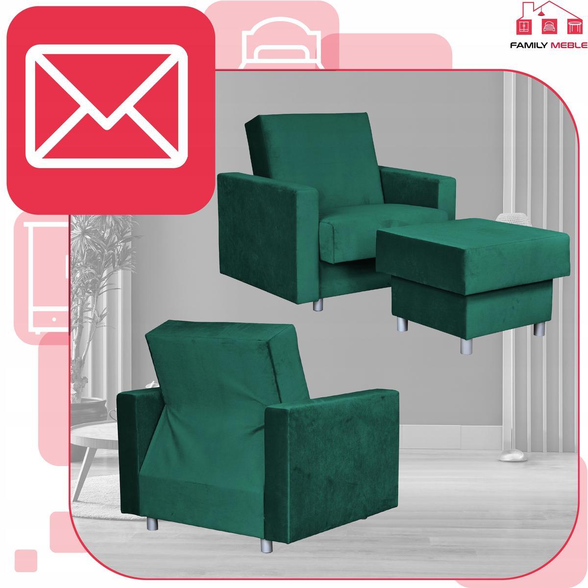 Zestaw wypoczynkowy kanapa fotele butelkowa zieleń nr. 3
