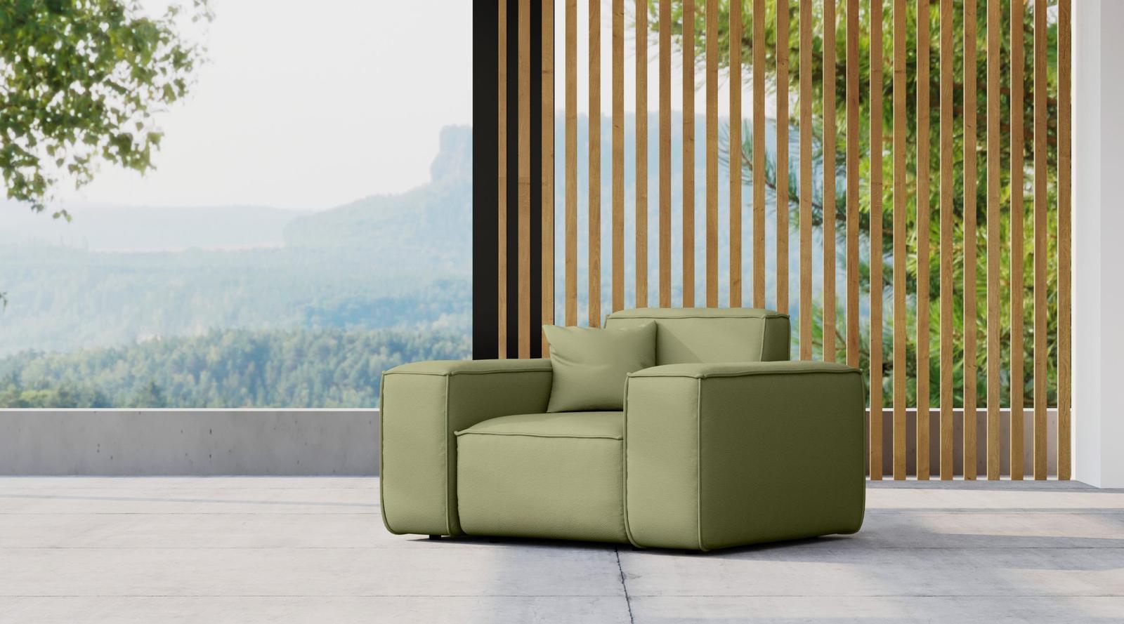 Sofa ogrodowa MALIBU 121x73x88 cm wodoodporna UV 1-os + poduszka do ogrodu jasnozielona 1 Full Screen