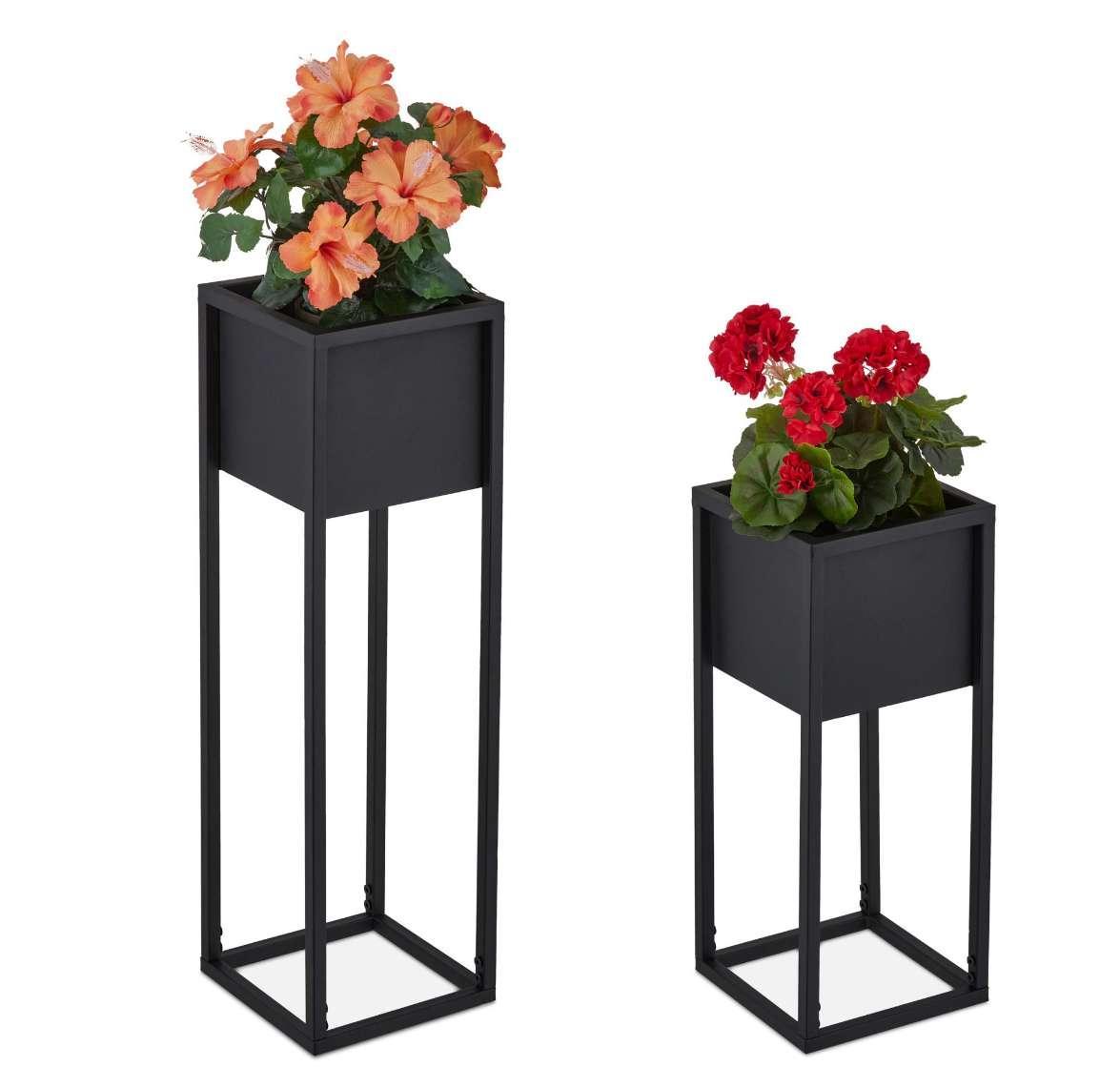 Zestaw 2 metalowych stojaków na kwiaty w kolorze czarnym 39474 1 Full Screen