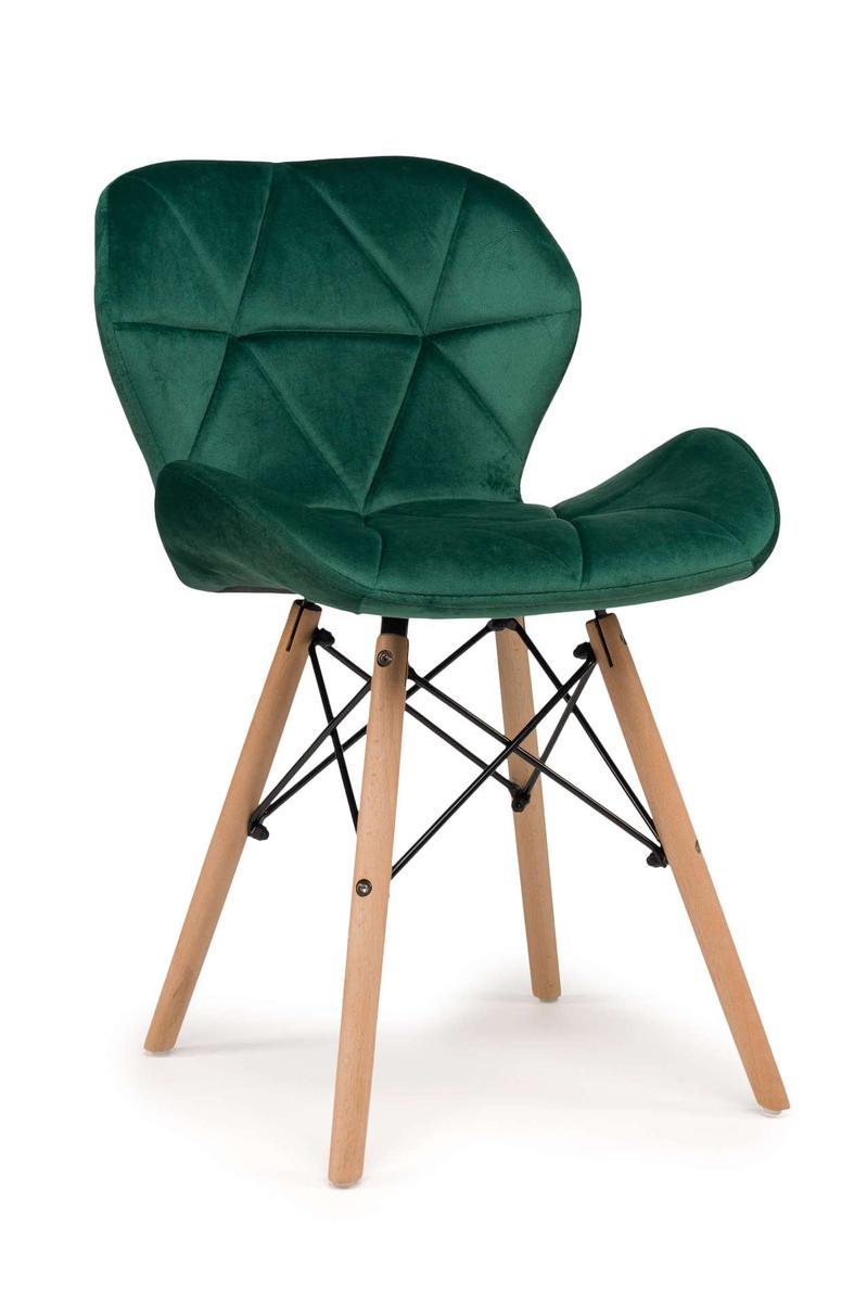 Krzesło DURO zielone tapicerowane welurem pikowane do jadalni lub salonu  nr. 1