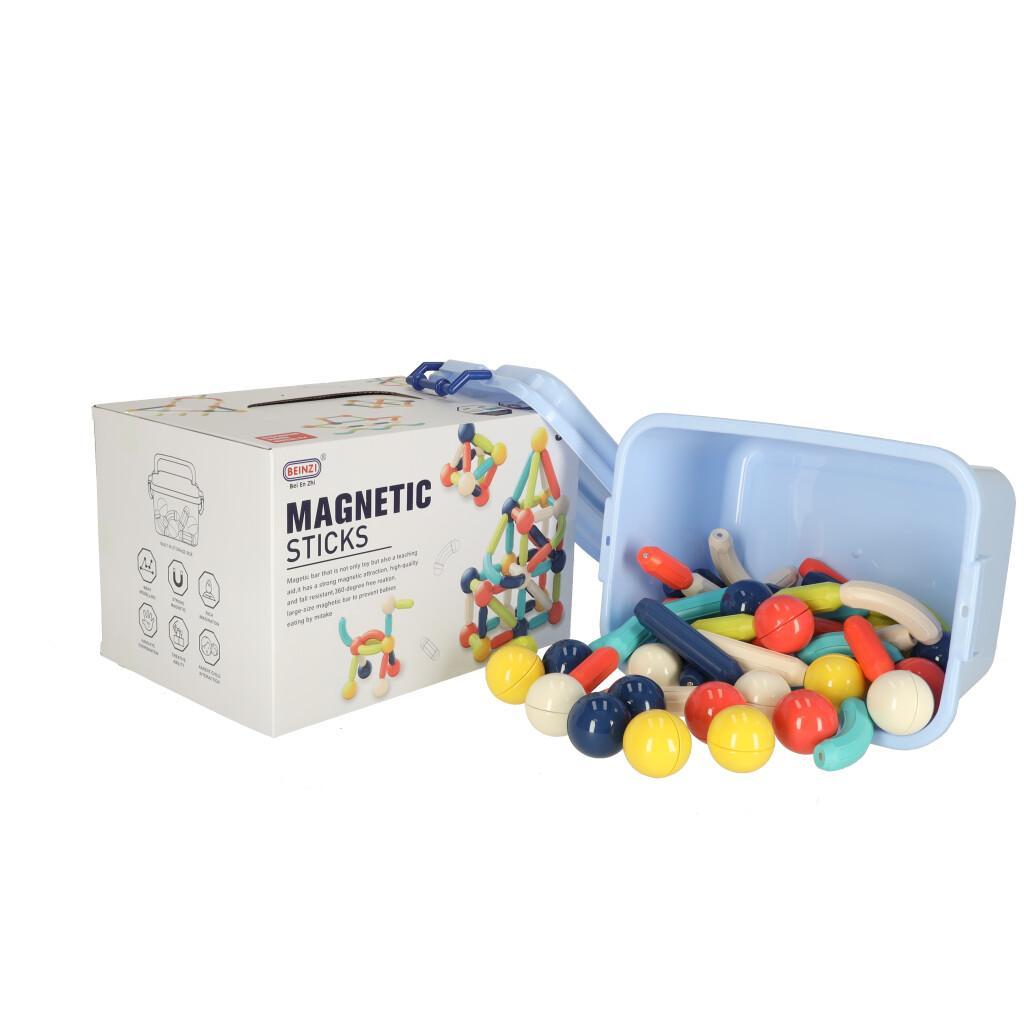 Klocki magnetyczne Magnetic Sticks dla małych dzieci 64 elementy pudełko 28,5x18x20 cm nr. 6