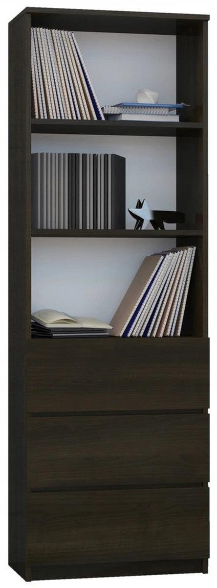 Regał MODERN 180x60 cm wenge z trzema szufladami do sypialni, biura lub salonu nr. 1