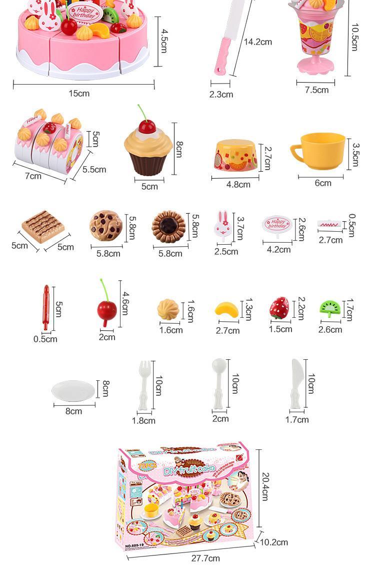 Tort urodzinowy do krojenia kuchnia zabawka dla dzieci 75 elementów różowy 21x10x28cm 3 Full Screen