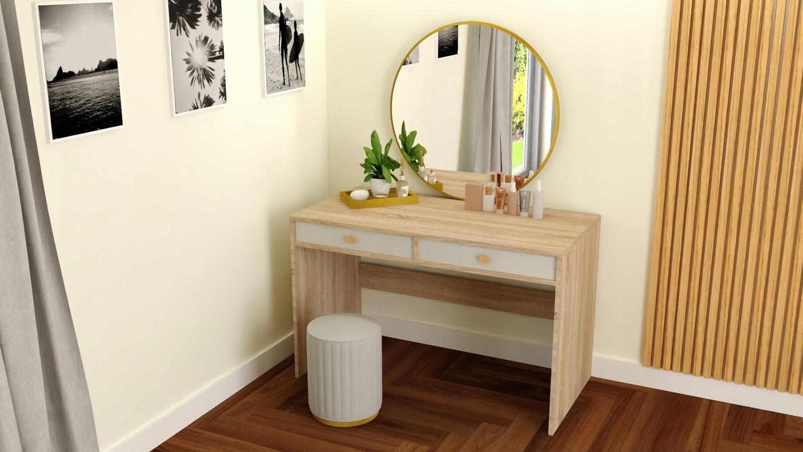 Toaletka biurko MONODIS 120x75x60 cm do sypialni dąb sonoma front biały nr. 2