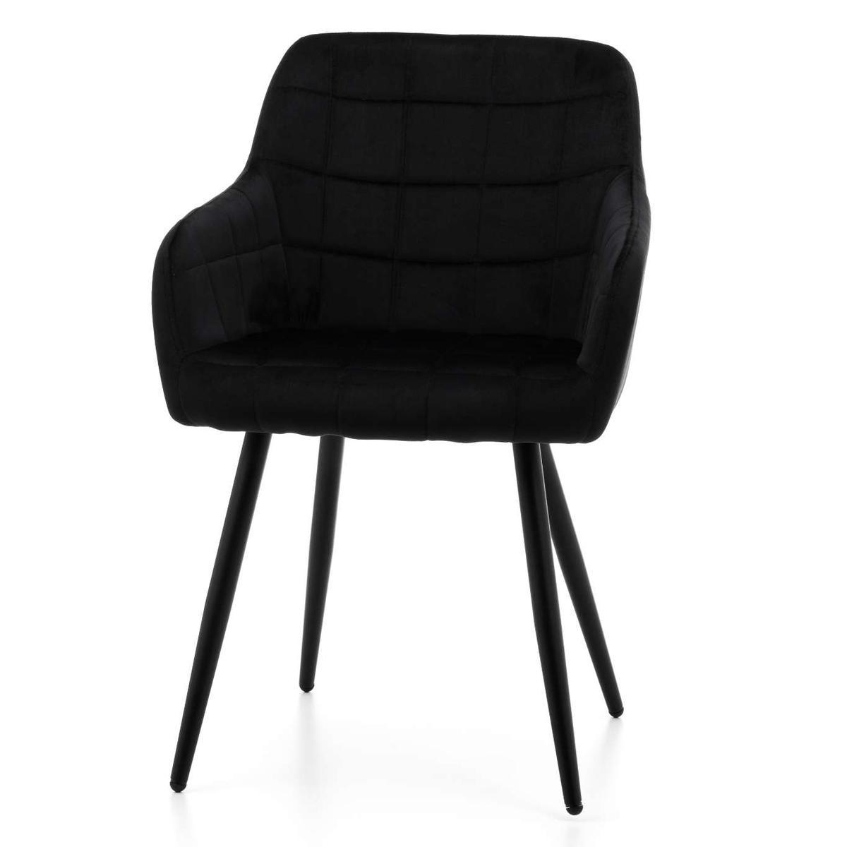 Krzesło ORTE czarne tapicerowane welurowe pikowane do jadalni lub salonu nr. 3