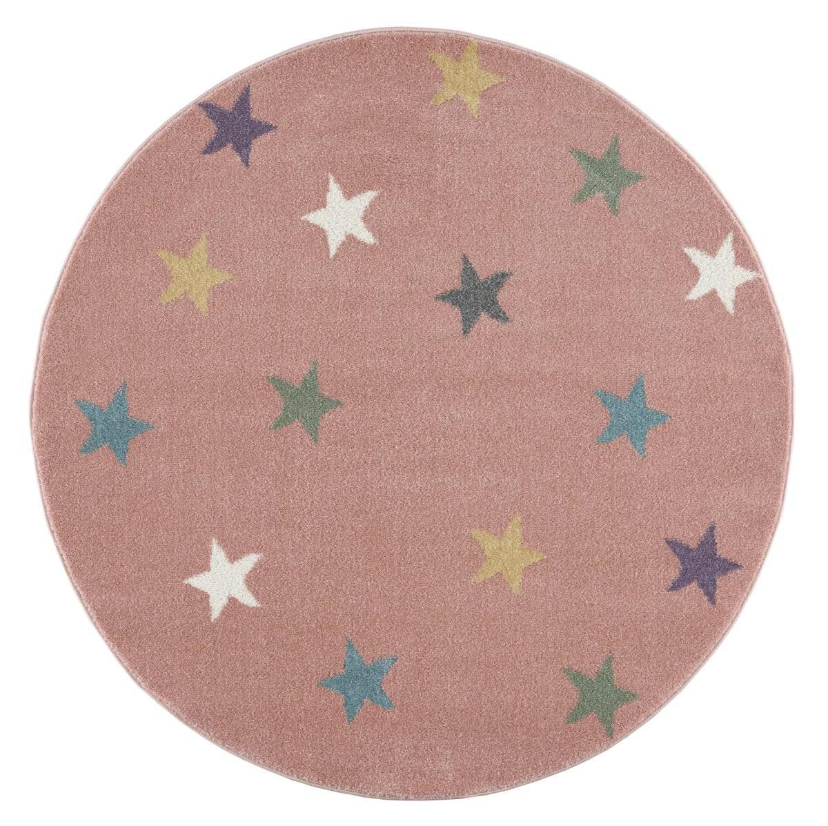 Dywan dziecięcy okrągły Pink Stars Round 133 cm do pokoju dziecięcego różowy w gwiazdki nr. 2