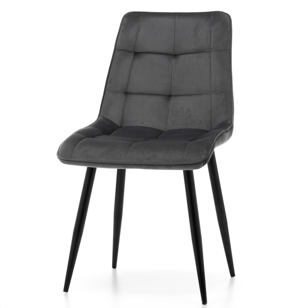 Krzesło CHIC szare tapicerowane welurowe aksamit do jadalni lub salonu  2 Full Screen