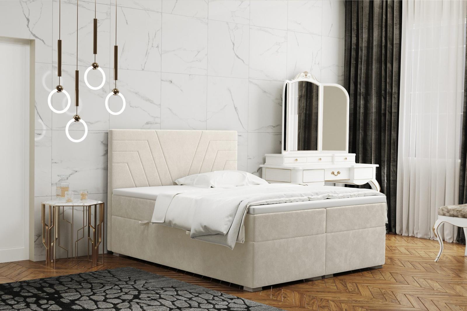 Łóżko CASTEL 120x200 cm z funkcją przechowywania i materacem do sypialni ecru nr. 1
