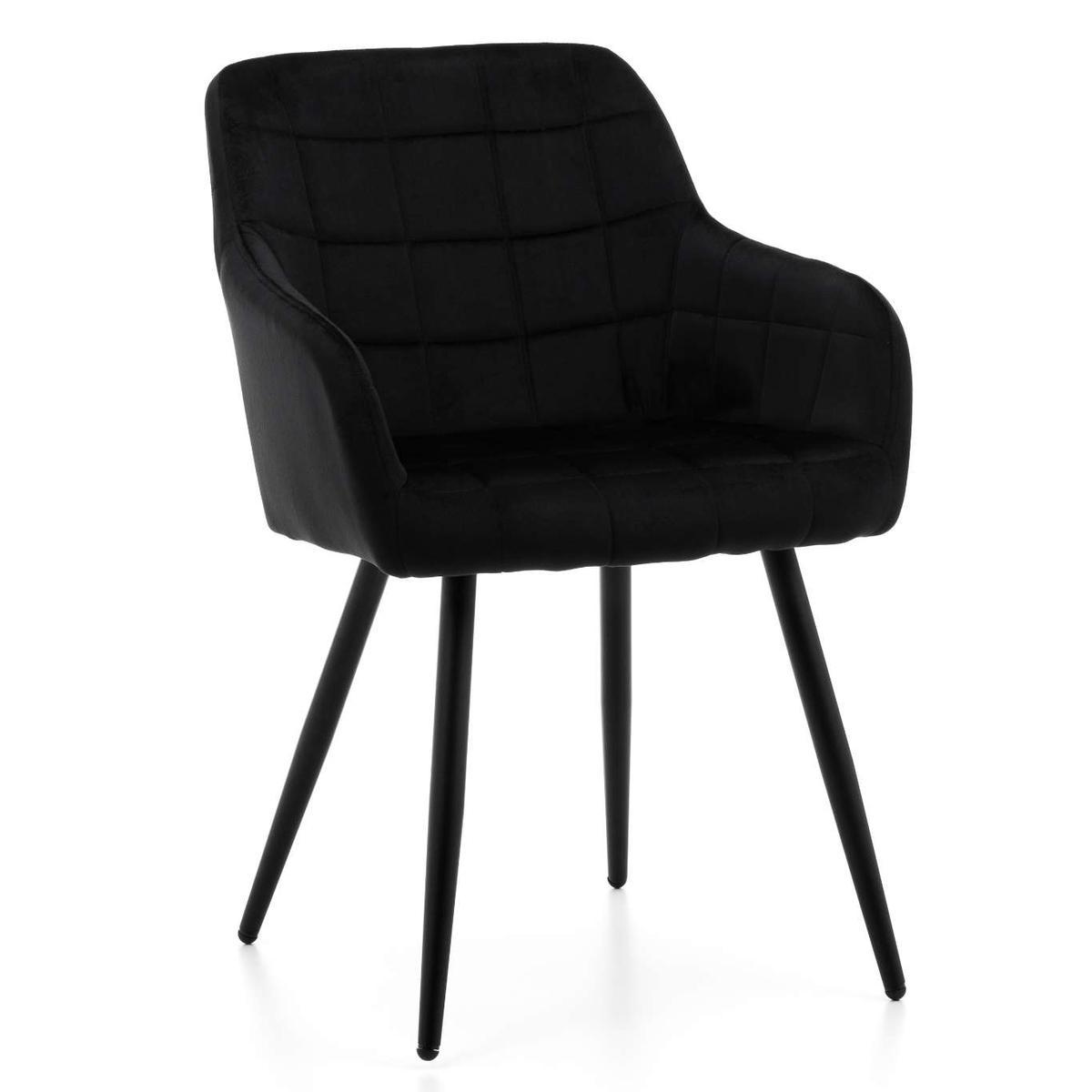 Krzesło ORTE czarne tapicerowane welurowe pikowane do jadalni lub salonu nr. 1