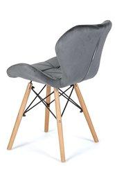 Krzesło DURO szare tapicerowane welurem pikowane do jadalni lub salonu  - Miniaturka zdjęcia nr 4